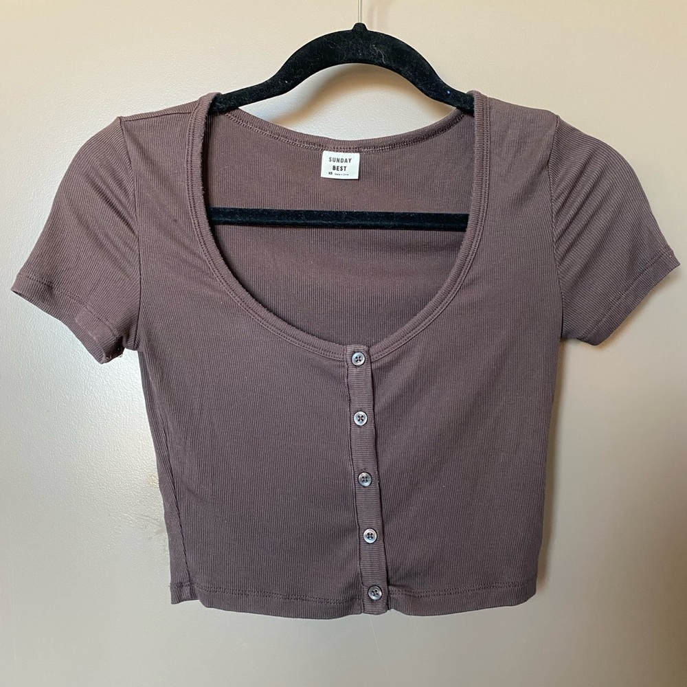 Aritzia Sunday Best ribbed baby tee, XS